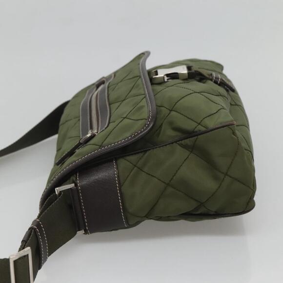 PRADA Shoulder Bag Nylon Khaki Silver - Picture 5 of 13